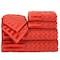 Hastings Home 6-Piece Cotton Deluxe Plush Bath Towel Set, Chevron Pattern Spa Luxury Decorative Towels (Brick) 730426HCW - alternate 2